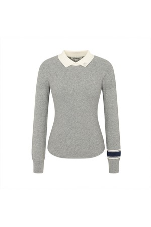 에센셜 골지 카라 스웨터 MELANGE GRAY (WOMAN)_GREY-a