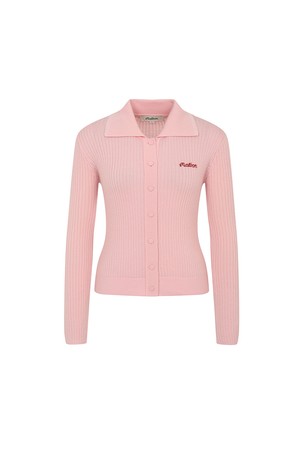 여성 투톤 골지 니트 가디건 LIGHT PINK (WOMAN)_PINK-a
