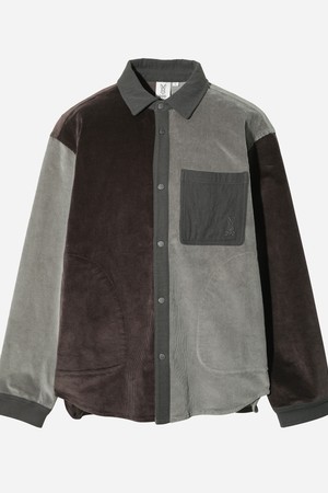 그레인필드 코듀로이 컬러블럭 셔켓(BURGUNDY)