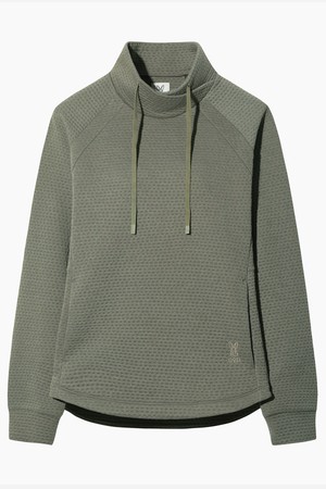 여성) 하이넥 텍스처 긴팔티셔츠(KHAKI)