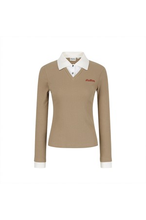 여성 레이어드 골지 카라티셔츠 BEIGE (WOMAN)_BEIGE-a