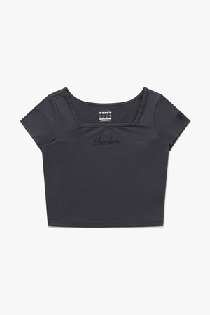스퀘어넥 슬림 티셔츠 CHARCOAL GREY