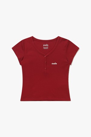 헨리넥 슬림 반팔 티셔츠 RED