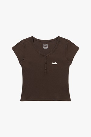 헨리넥 슬림 반팔 티셔츠 BROWN
