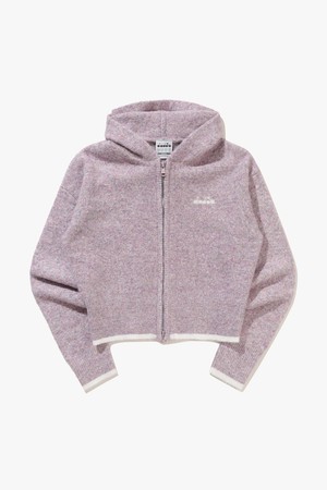투톤 스웨터 후드 집업 자켓 우먼 PINK
