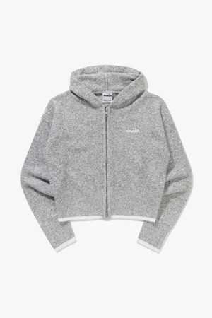 투톤 스웨터 후드 집업 자켓 우먼 GREY
