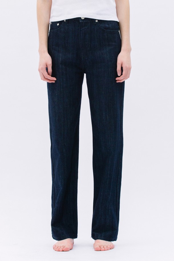 WEARIS - 데님 - Mid-Rise Soft Denim Pants_Darkblue