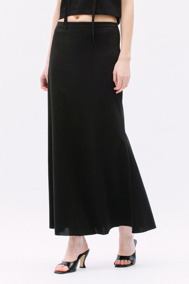 WEARIS - 롱스커트 - Low rise Jersey long Skirt_Black