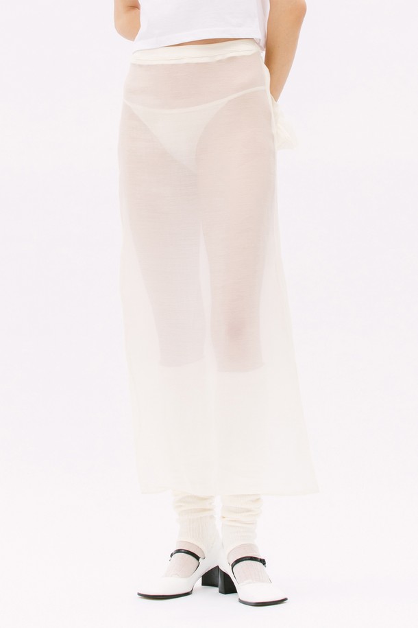 WEARIS - 롱스커트 - See through Layered Skirt_Cream