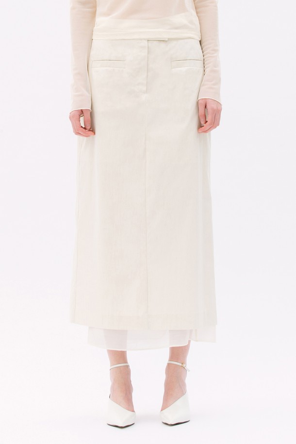 WEARIS - 롱스커트 - Low rise Classic Pencil Skirt_Cream