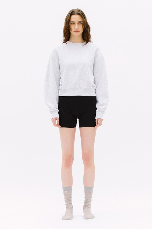 WEARIS - 스웻셔츠 - Balloon Crop Sweatshirt_Melange gray