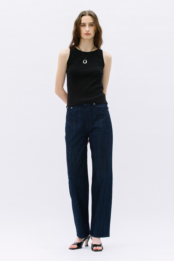 WEARIS - 데님 - Mid-Rise Soft Denim Pants_Darkblue