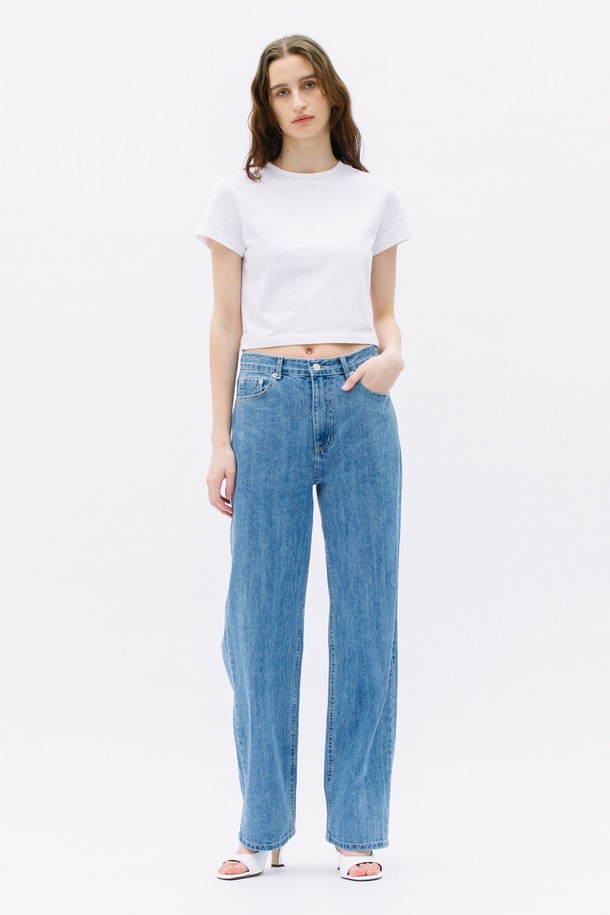 WEARIS - 데님 - Mid-Rise Soft Denim Pants_Lightblue