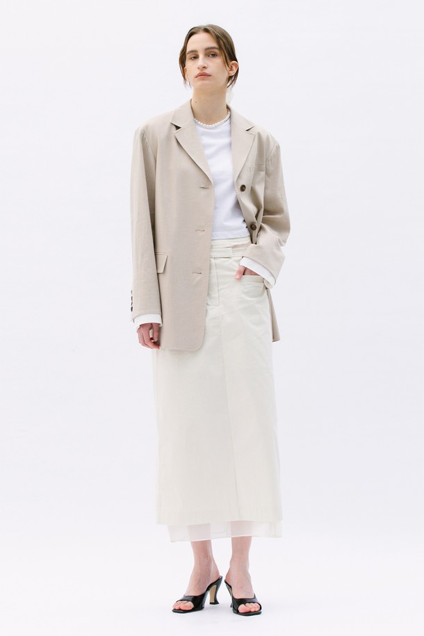 WEARIS - 롱스커트 - See through Layered Skirt_Cream