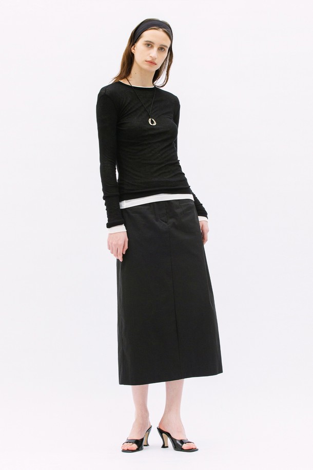 WEARIS - 롱스커트 - Low rise Classic Pencil Skirt_Black