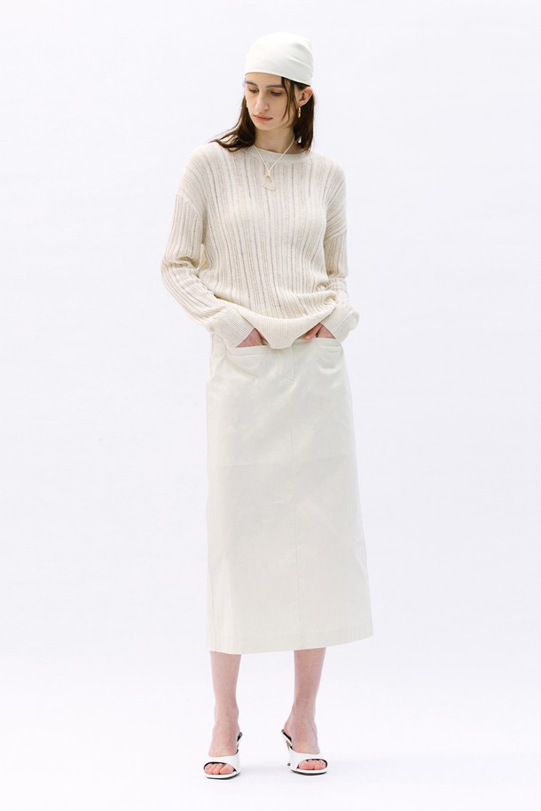 WEARIS - 롱스커트 - Low rise Classic Pencil Skirt_Cream