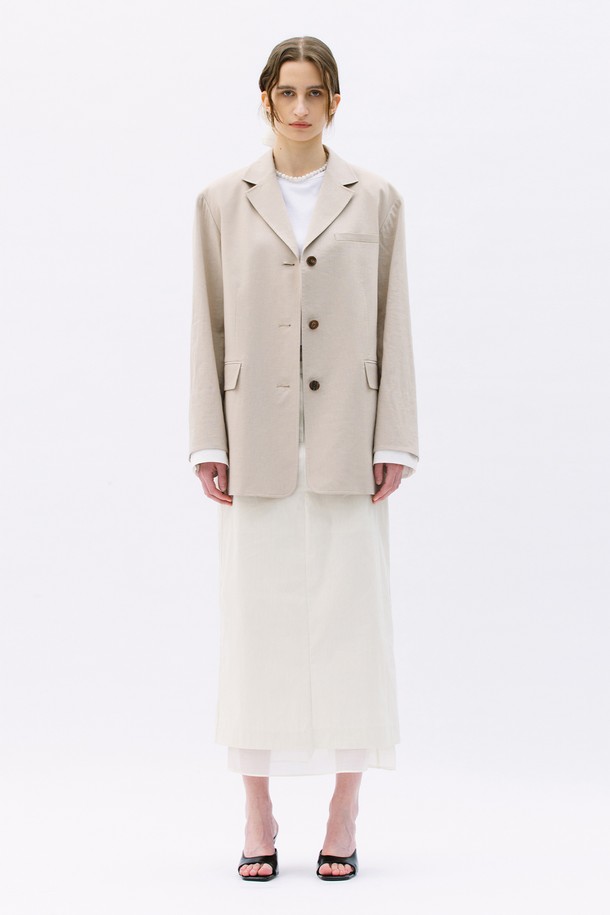 WEARIS - 자켓 - Oversized Linen blending Jacket_Navy