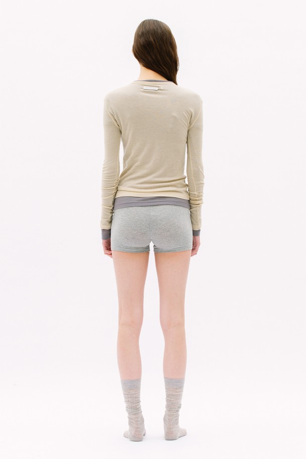 WEARIS - 긴소매 티셔츠 - [예약배송]Layered Long Sleeve See Through T-shirt_Beige