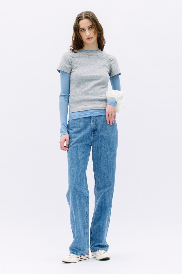 WEARIS - 데님 - Mid-Rise Soft Denim Pants_Lightblue