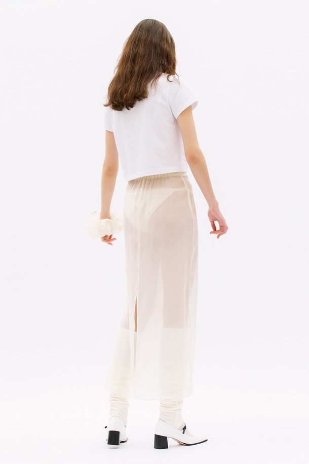 WEARIS - 롱스커트 - See through Layered Skirt_Cream