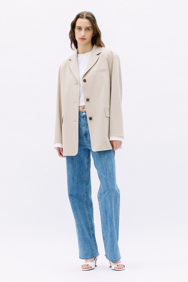 WEARIS - 자켓 - Oversized Linen blending Jacket_Navy