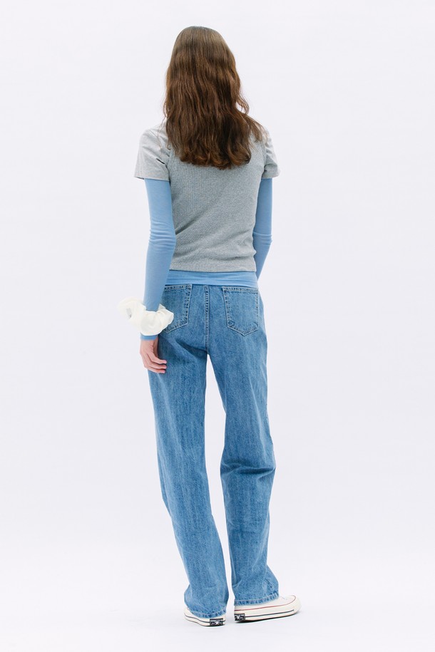 WEARIS - 데님 - Mid-Rise Soft Denim Pants_Lightblue