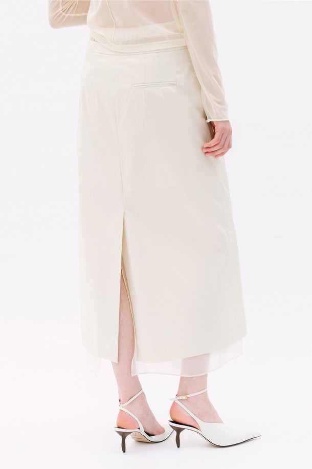 WEARIS - 롱스커트 - Low rise Classic Pencil Skirt_Cream