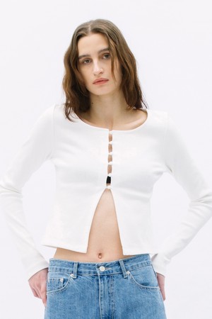 Square neck Bolero Cardigan_White