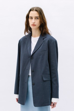 Oversized Linen blending Jacket_Navy