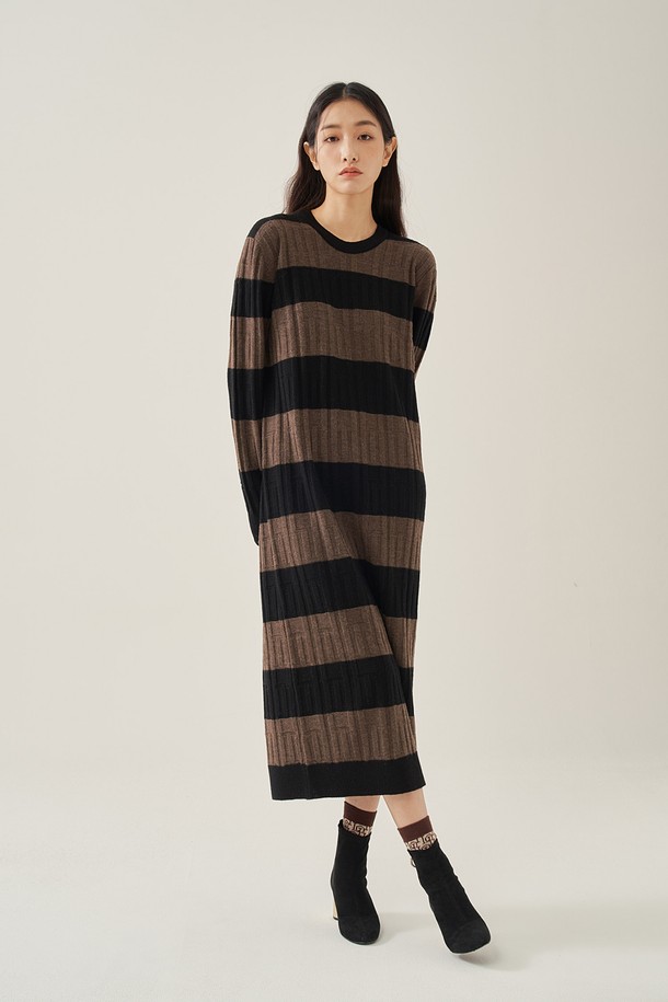 IOLO - 긴소매 원피스 - Women Stripe I Onepiece