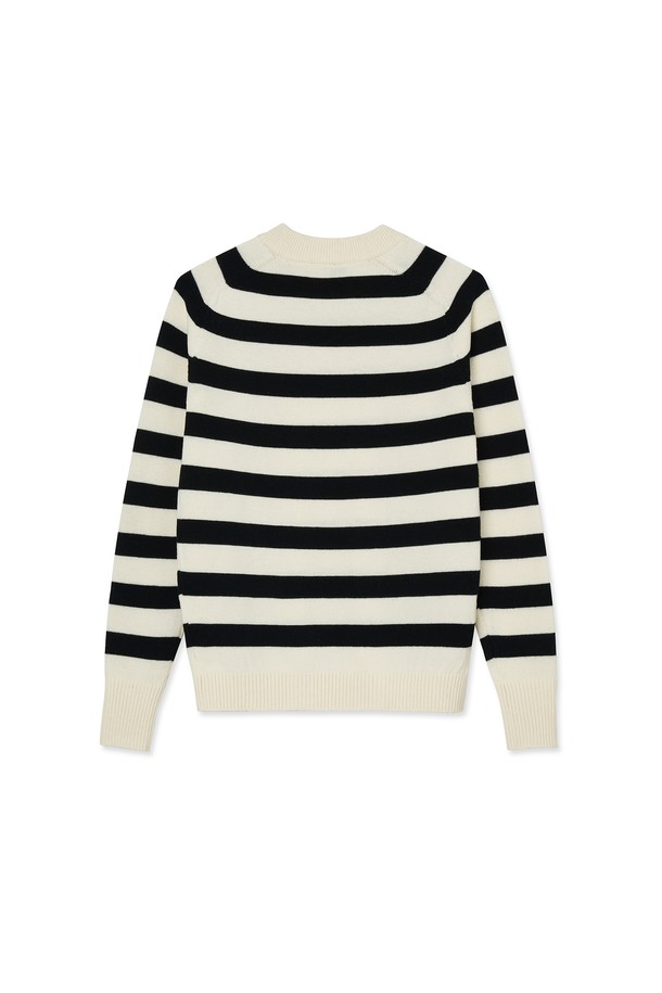 IOLO - 스웨터 - White Black Stripe Crewneck_White