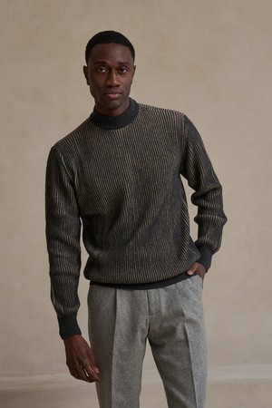 Two Tone Ribbed Half Mockneck