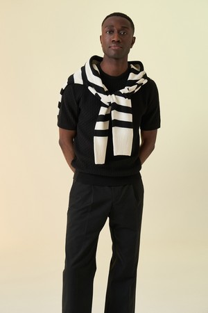 White Black Stripe Crewneck_White