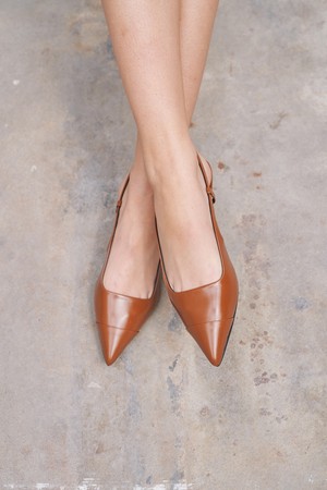 Celia Slingback Pumps Leather Tan Brown 3cm