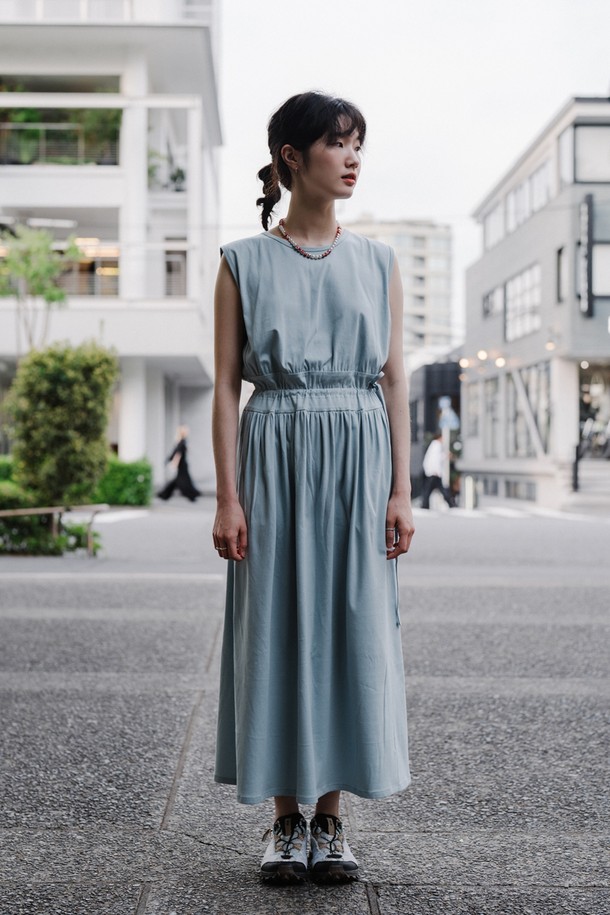 REPLAIN - 원피스 - [23SS]SKY BLUE COTTON SHIRRING ONE-PIECE