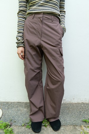 COTTON BLEND FLAP POCKET PANTS_BROWN