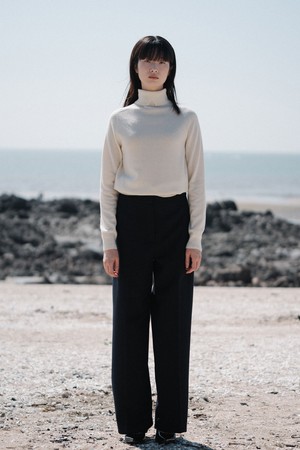 WOOL BLEND WIDE PANTS_DARK NAVY