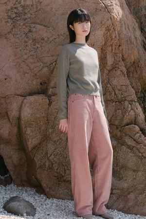 STRAIGHT CORDUROY PANTS_SMOKE PINK