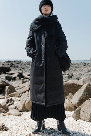 COTTON BLEND LONG DOWN COAT_BLACK