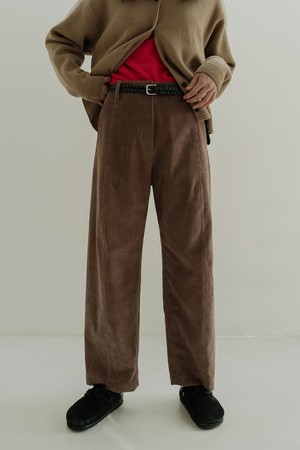 CORDUROY CURVED PANTS_BROWN