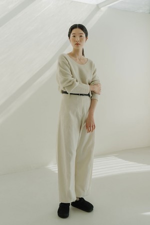 CORDUROY CURVED PANTS_IVORY