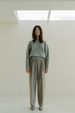 WOOL BLEND DOUBLE-FACED PANTS_SEPIA