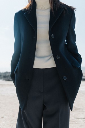 WOOL HALF COAT_DARK NAVY