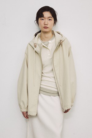 [인플루언서 픽][23SS]CREAM COTTON BLEND HOODY PARKA