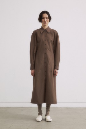 [23SS]BROWN SLIM LINE SHIRTS DRESS