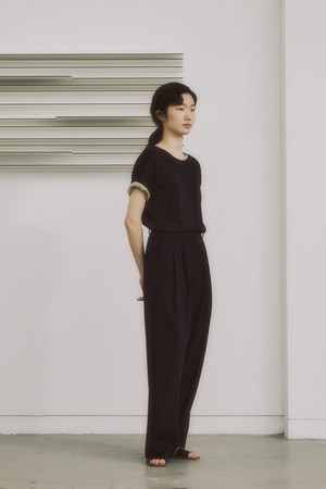 [23SS]BLACK WOOL BLEND WIDE PANTS