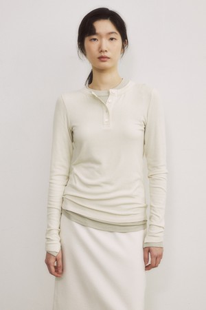 [23SS]CREAM HENLEY NECK JERSEY TOP