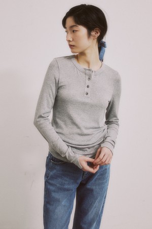 [23SS]GREY HENLEY NECK JERSEY TOP