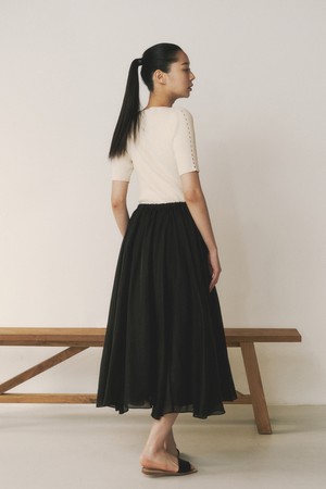 [23SS] BLACK SHEERED SHIRRING SKIRT