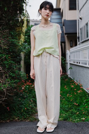 [23SS]PALE BEIGE LINEN BLEND BANDING PANTS